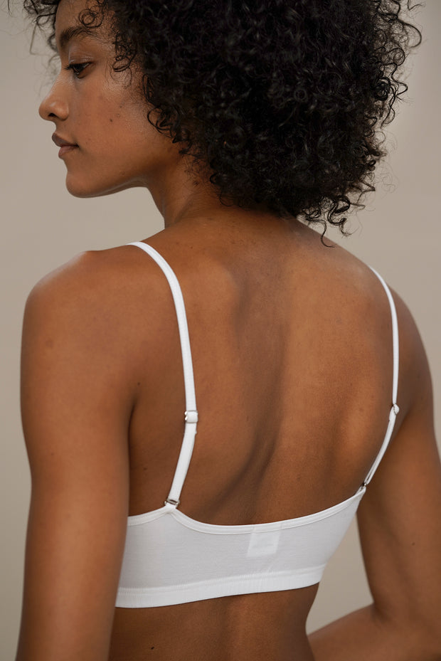 Feminine bandeau bra with thin shoulder straps